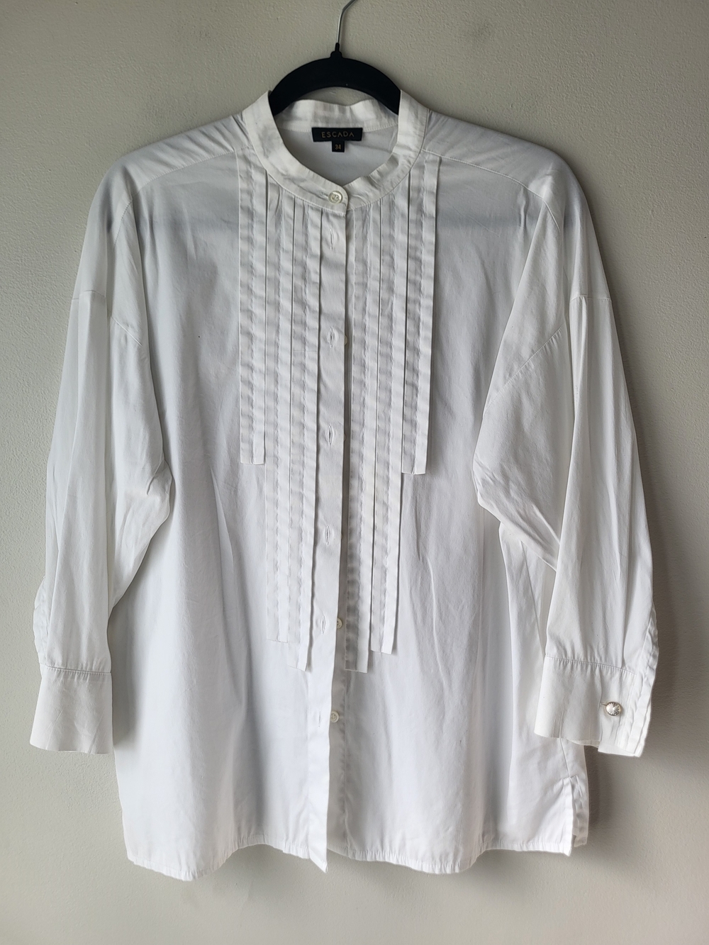Escada White Pintuck Front Classic Feminine Polished Blouse